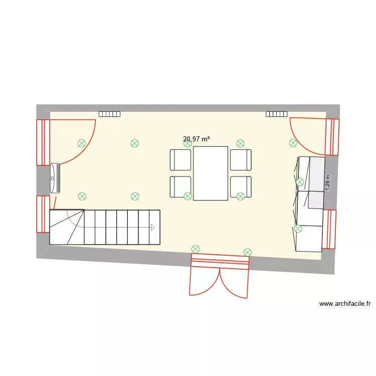 auzances 6B rdc. Plan de 1 Pièce et 21 m² auzances 6B rdc. Plan de 1 Pièce et 21 m²