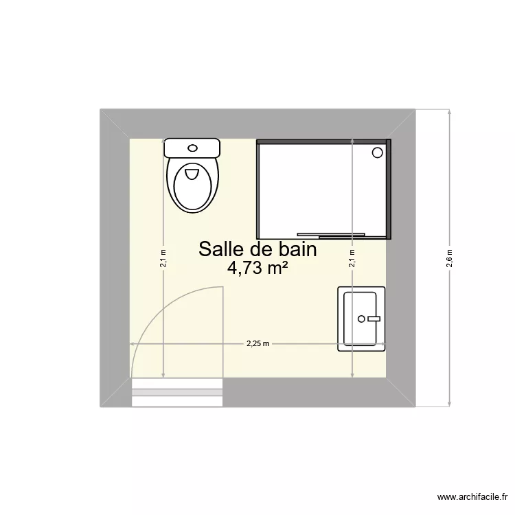 salle de bain. Plan de 1 et 5 m² salle de bain. Plan de 1 et 5 m²