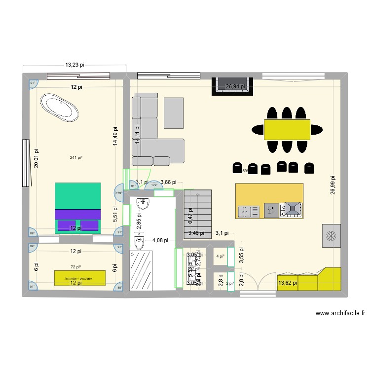 maison. Plan de 6 pièces et 87 m2