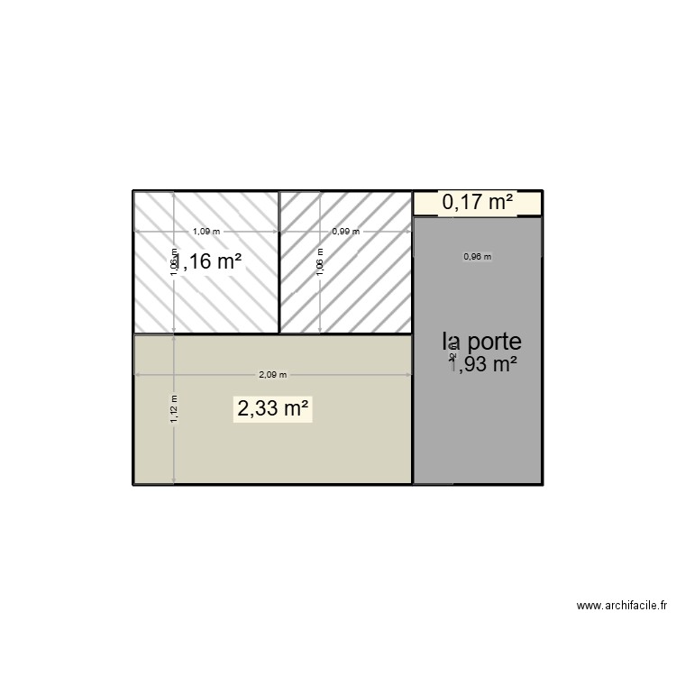 séparation 2  (en face la porte principale). Plan de 5 pièces et 7 m2