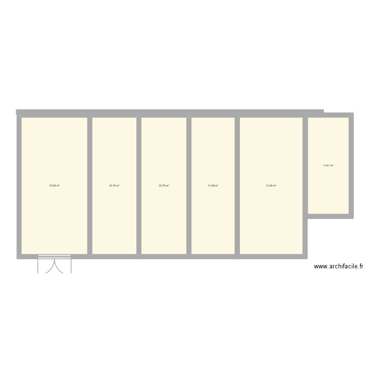 hangar. Plan de 6 pièces et 147 m2