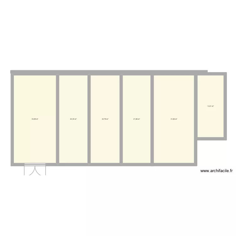 hangar. Plan de 6 pièces et 147 m²