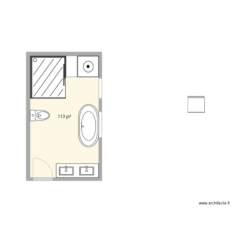 Salle de bain Vincent laveuse superposé 4. Plan de 1 pièce et 11 m2