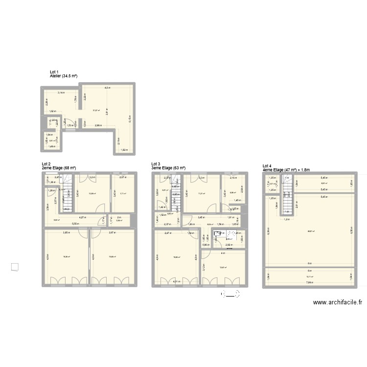 App de la gare 10 05 2025. Plan de 22 pièces et 261 m2