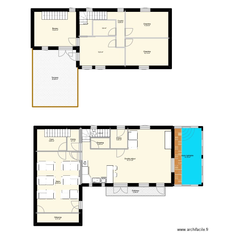 maison des monstres 2. Plan de 18 pièces et 198 m2