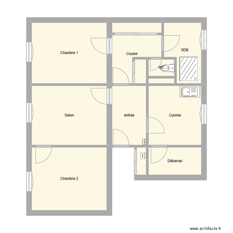 Julie. Plan de 13 pièces et 64 m2
