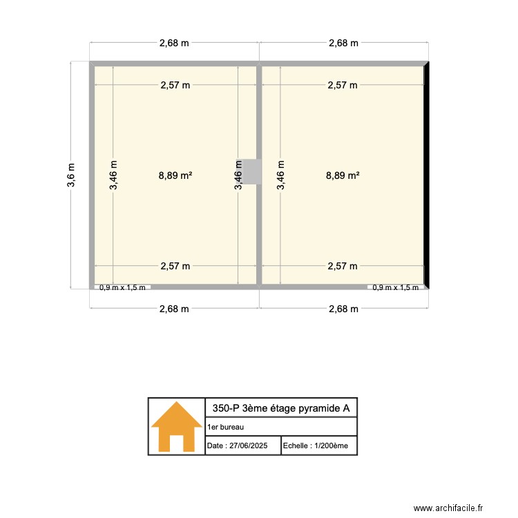 HOTEL DE REGION BUREAU 4. Plan de 2 pièces et 18 m2