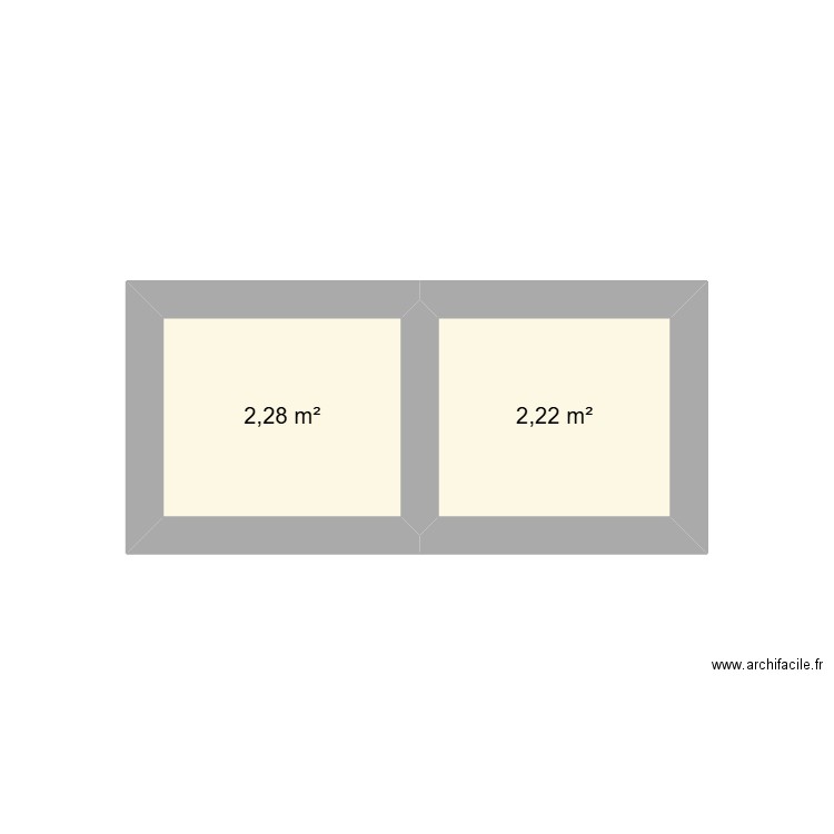 RDC. Plan de 2 pièces et 5 m2