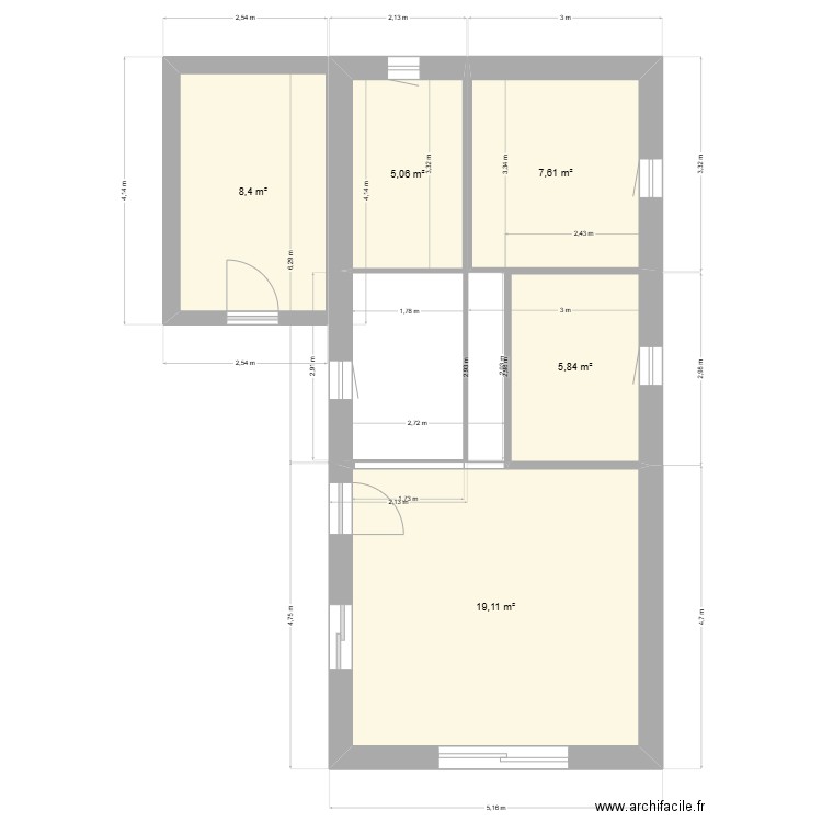 Mezos 4. Plan de 5 pièces et 46 m2