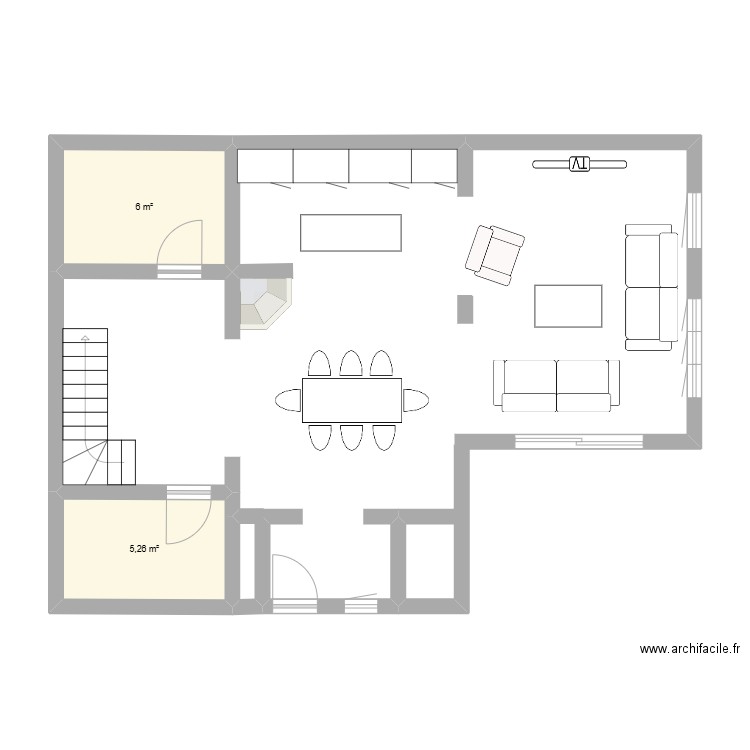Komogllav. Plan de 2 pièces et 11 m2