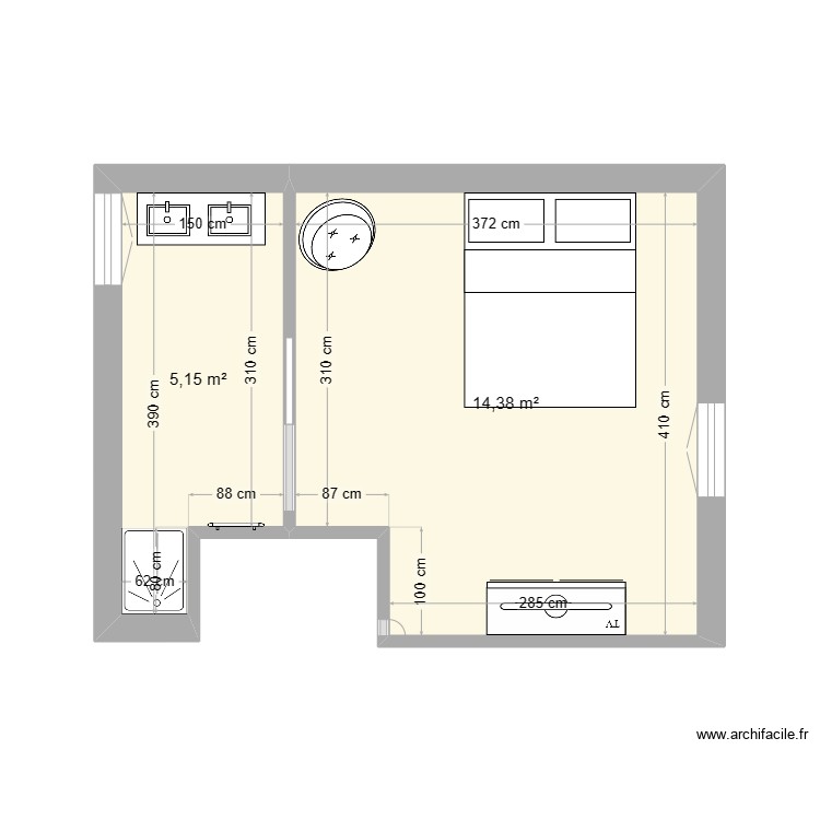 Sdb 1 + Chambre . Plan de 0 pièce et 0 m2
