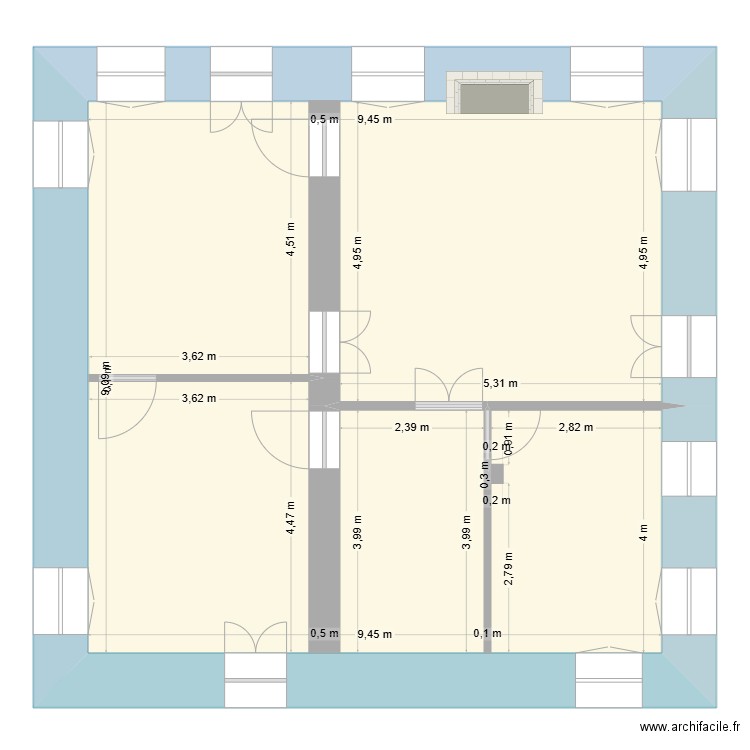 Arba Et1 v2. Plan de 1 pièce et 80 m2