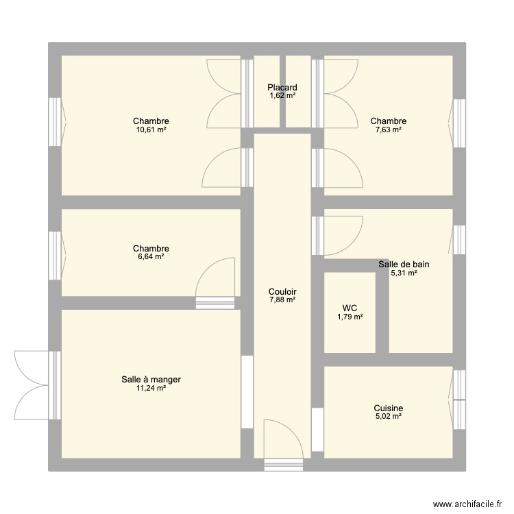 vigan. Plan de 9 pièces et 58 m2