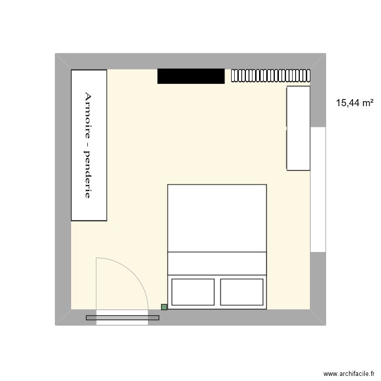 chambre 2. Plan de 1 pièce et 15 m2