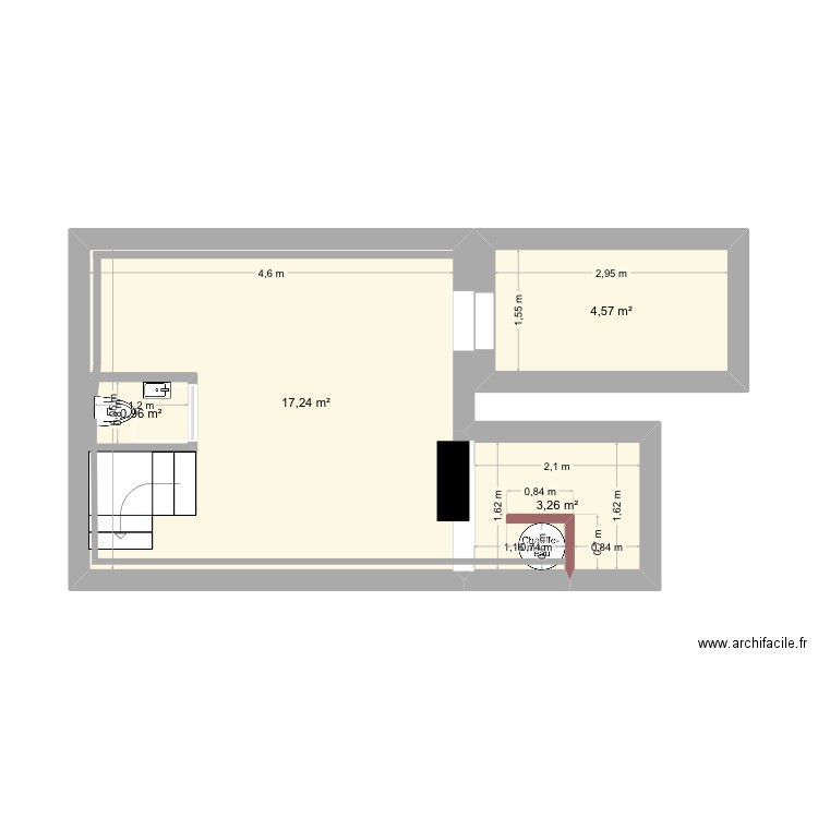 CAVE. Plan de 4 pièces et 27 m2