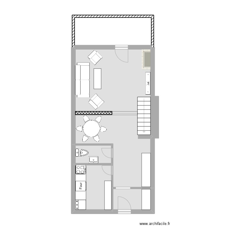 Ortolan Etage. Plan de 5 pièces et 52 m2