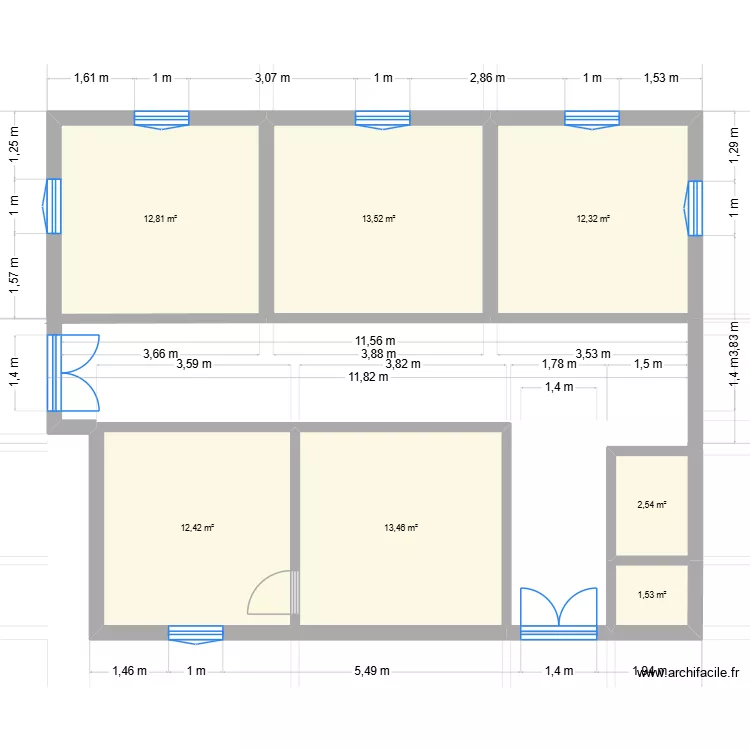 Maison. Plan de 7 Pièces et 69 m²