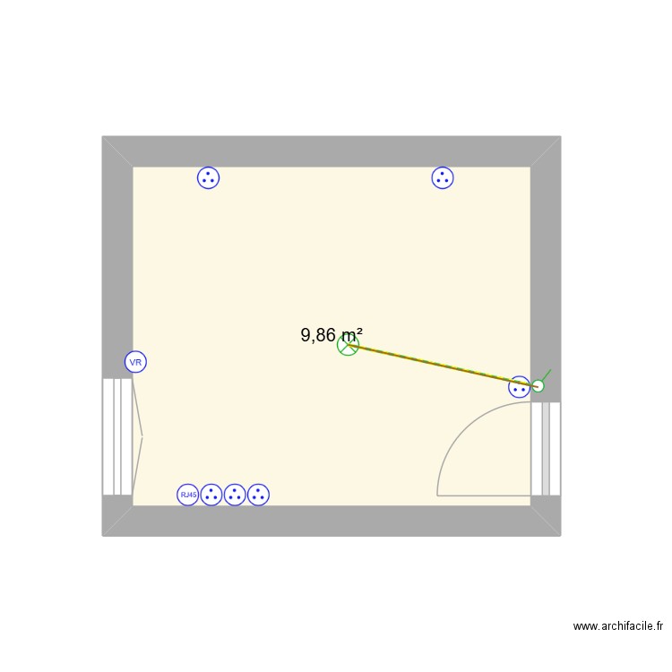 chambre2. Plan de 1 pièce et 10 m2