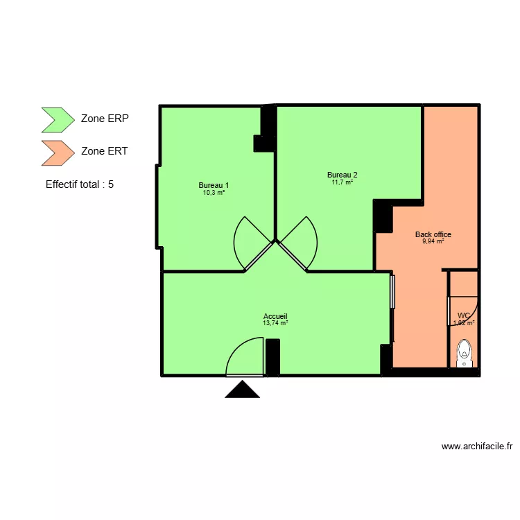 Cournon RDC - ERP. Plan de 10  et 48 m²