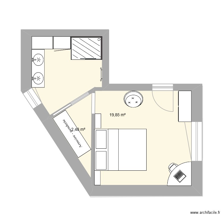 EXtension pilou. Plan de 4 pièces et 44 m2