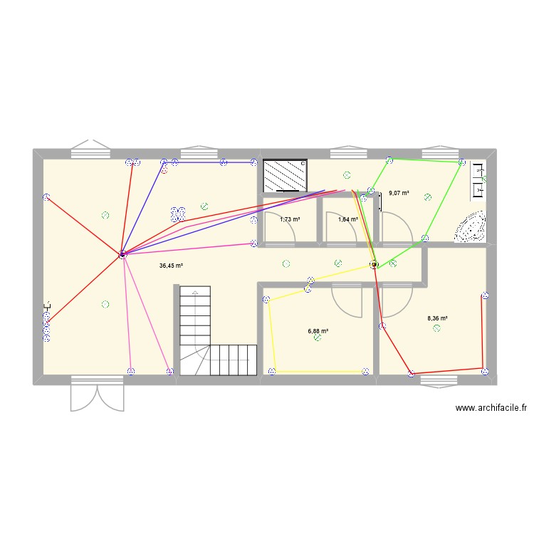 plan chacha prise. Plan de 6 pièces et 64 m2