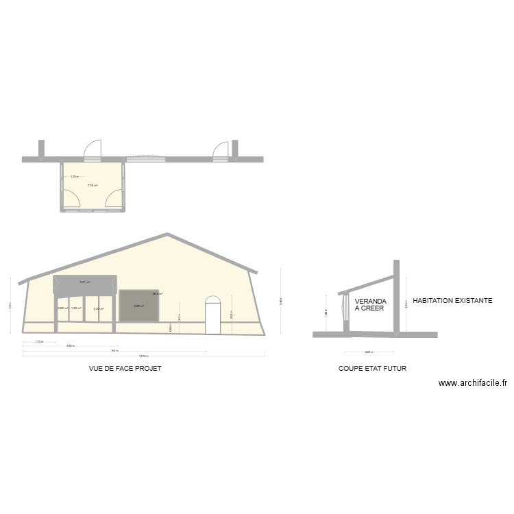 Vue en plan DEFOSSE. Plan de 7 pièces et 55 m2