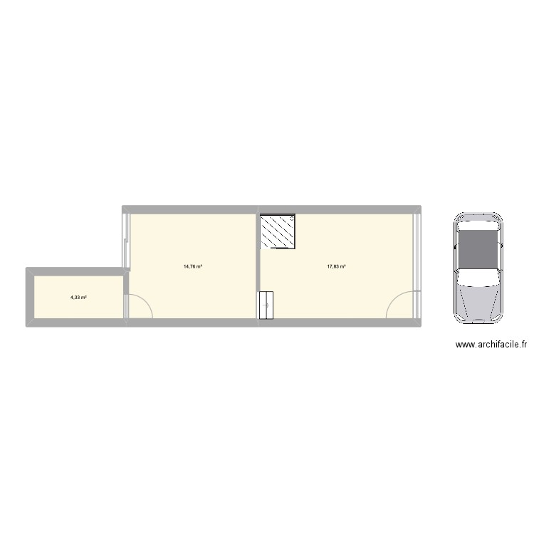 location. Plan de 3 pièces et 37 m2