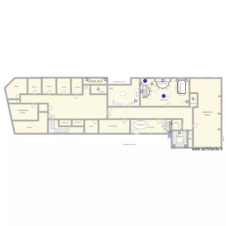 Plan Salon Priv&eacute; au 6 ao&ucirc;t 2024. Plan de 