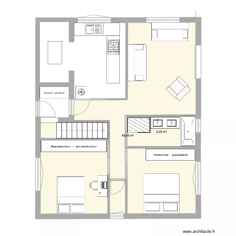 maison tennis. Plan de 2  et 55 m²