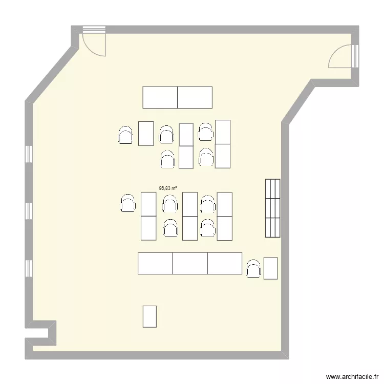 Plan architectural du r&eacute;seau Salle AB202. Plan de 1  et 97 m²