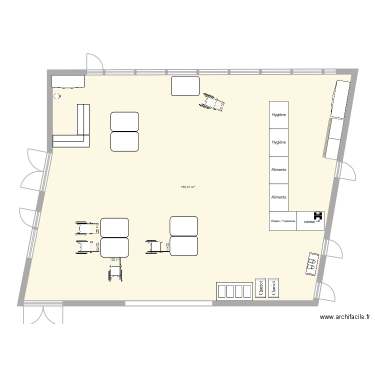 salle a manger. Plan de 1 pièce et 160 m2