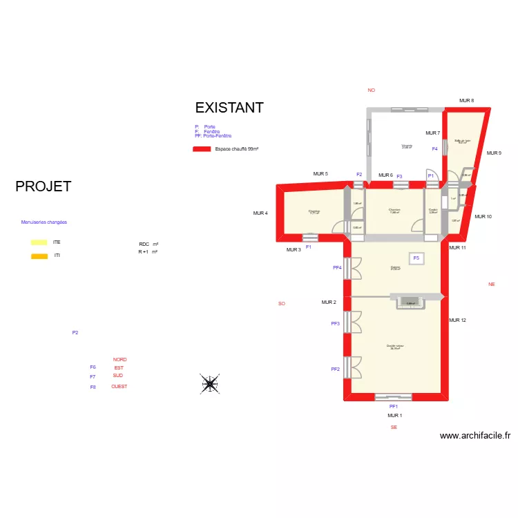 BOUARD Magali_ Existant. Plan de 14  et 122 m²