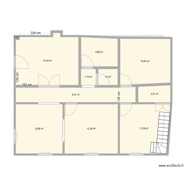 Myriam GANIEUX. Plan de 22 pièces et 233 m2