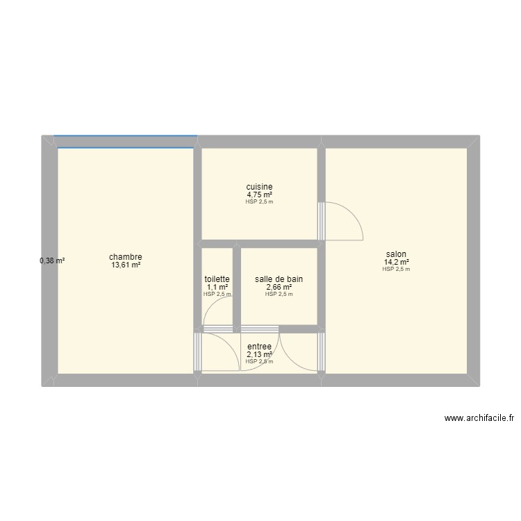 esquisse 1. Plan de 7 pièces et 39 m2