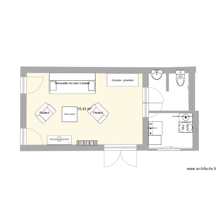 studio et douche2. Plan de 0 pièce et 0 m2