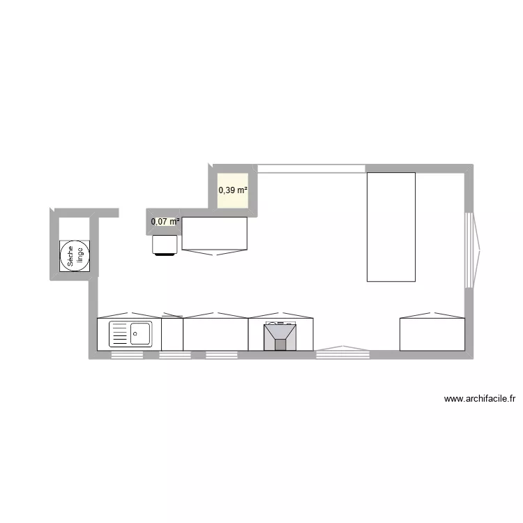 cuisine sam chloe. Plan de 2  et 0 m²