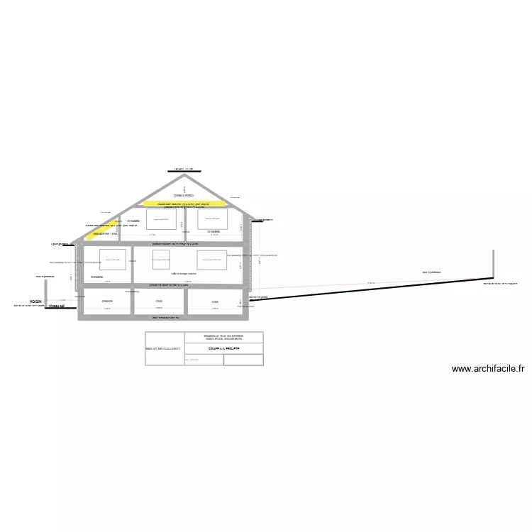 SORIN PLAN DE COUPE  PROJETE A-A. Plan de 9  et 85 m²