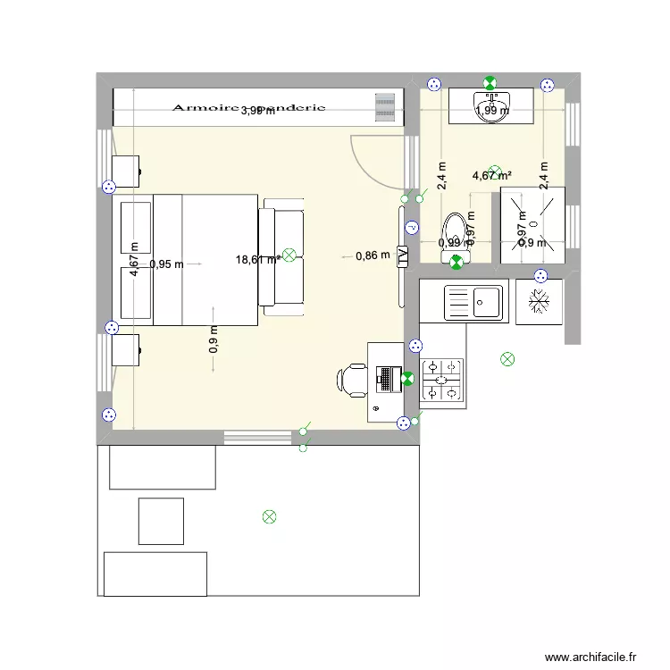 BUNGALOW 4.8 def Yllan elec. Plan de 2 et 23 m² BUNGALOW 4.8 def Yllan elec. Plan de 2 et 23 m²