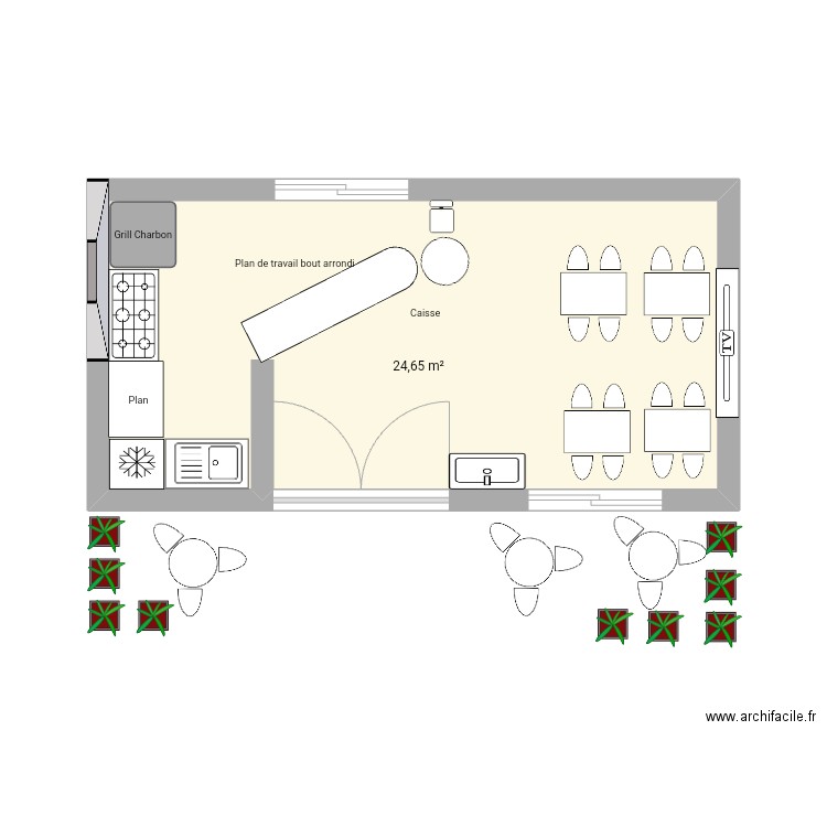 plant 3. Plan de 1 pièce et 25 m2