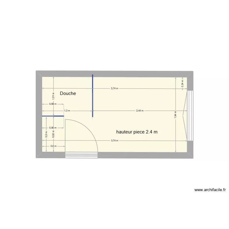 salle bains queven evolution 2. Plan de 1 pièce et 7 m²