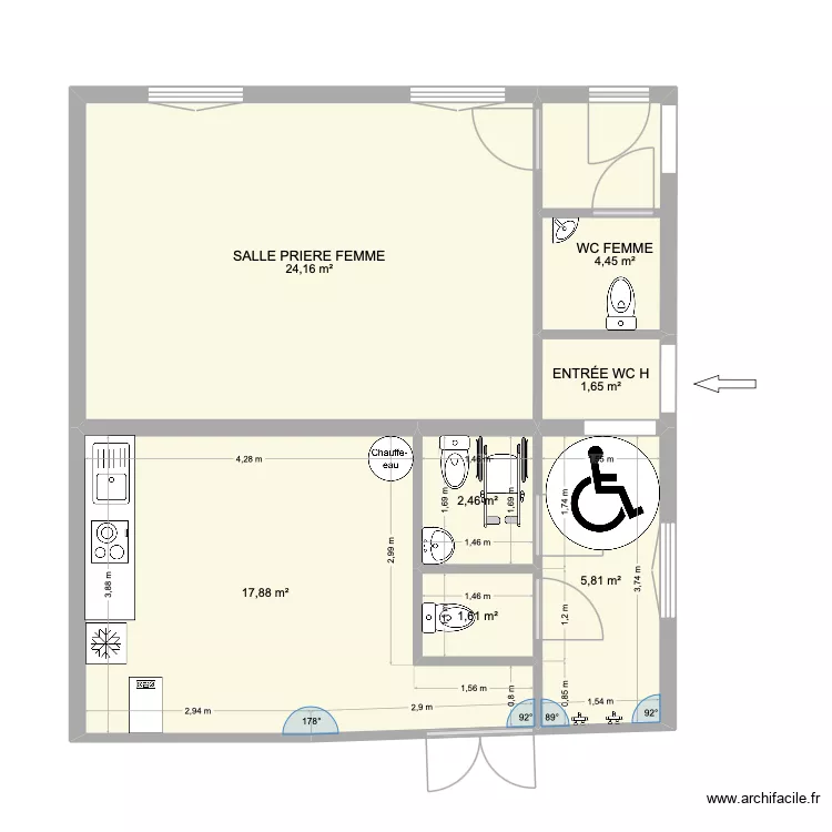 plan modifi&eacute;. Plan de 7 pièces et 58 m²