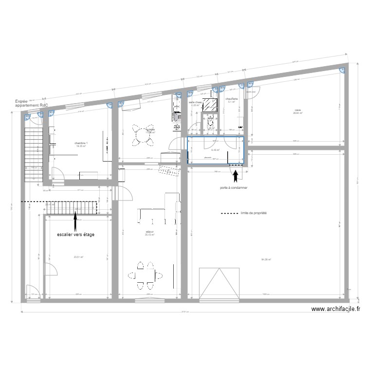 appart avec mofification demandées. Plan de 11 pièces et 258 m2