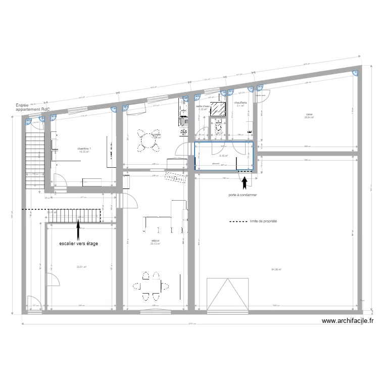 appart avec mofification demand&eacute;es. Plan de 