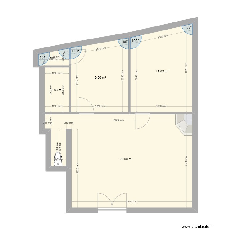 Maison marix st simon. Plan de 5 pièces et 54 m2