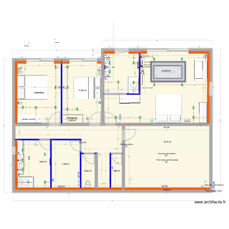 corse 2. Plan de 16  et 219 m²