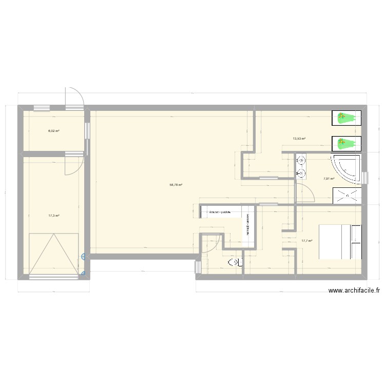 maison cormery V1. Plan de 6 pièces et 121 m2