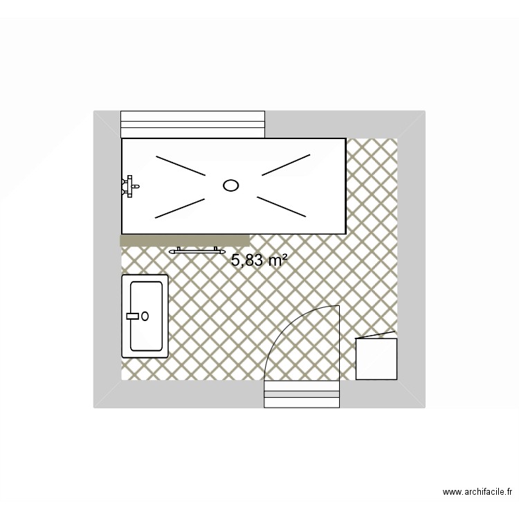 Sdb Roberto. Plan de 1 pièce et 6 m2