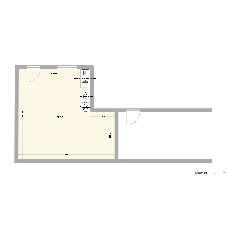 vasistas. Plan de 1 pièce et 30 m2