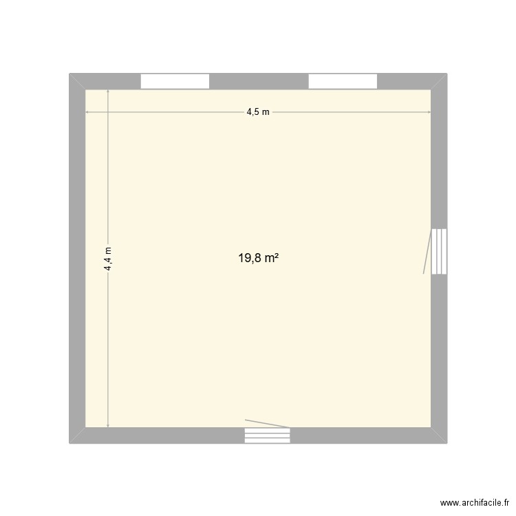 etuin. Plan de 1 pièce et 20 m2
