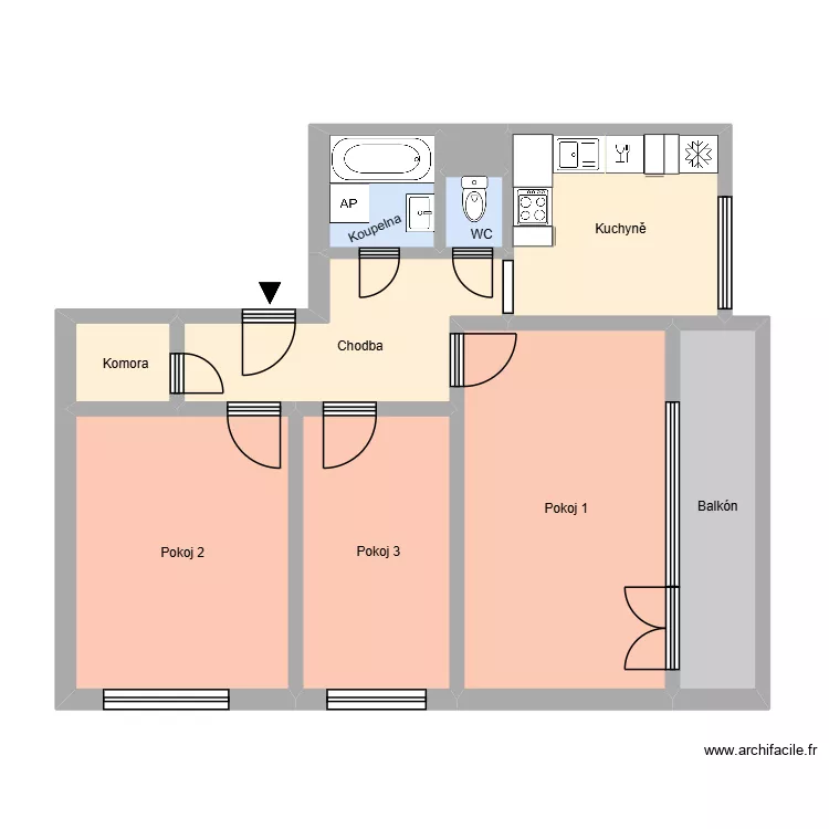 Dlouh&aacute; tř&iacute;da 1321, byt 11. Plan de 14  et 190 m²